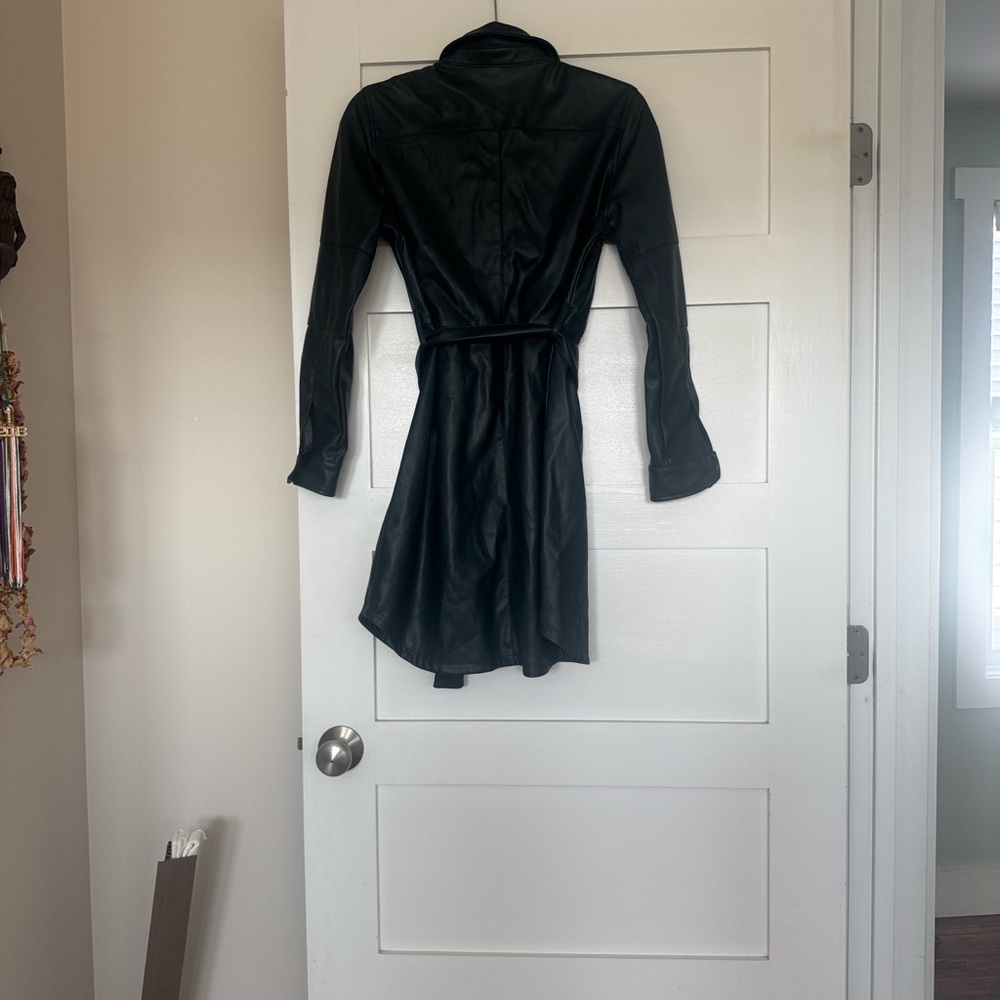 French Connection Dark Green Faux Leather Dress